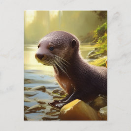 Baby Otter Wildlife Portrait Postkarte
