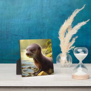 Baby Otter Wildlife-Porträt für den Tisch Fotoplatte