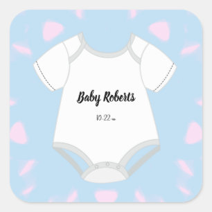 Baby-Outfit-Aufkleber mit Babyname und voraussicht Quadratischer Aufkleber