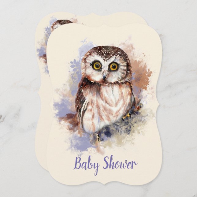 Baby Owl Bird Baby Dusche Einladung (Vorne/Hinten)