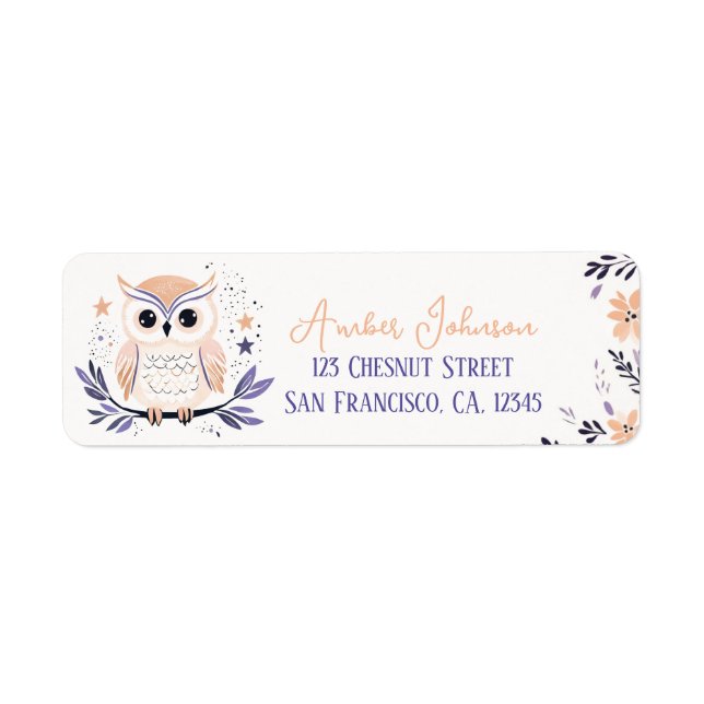 Baby Owl Boho Peach Lavender Floral Design - (Vorne)