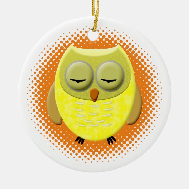 Baby Owl Cartoon Keramik Ornament (Vorne)