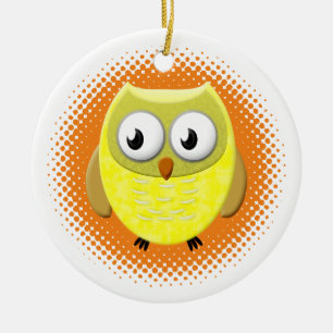Baby Owl Cartoon Keramik Ornament