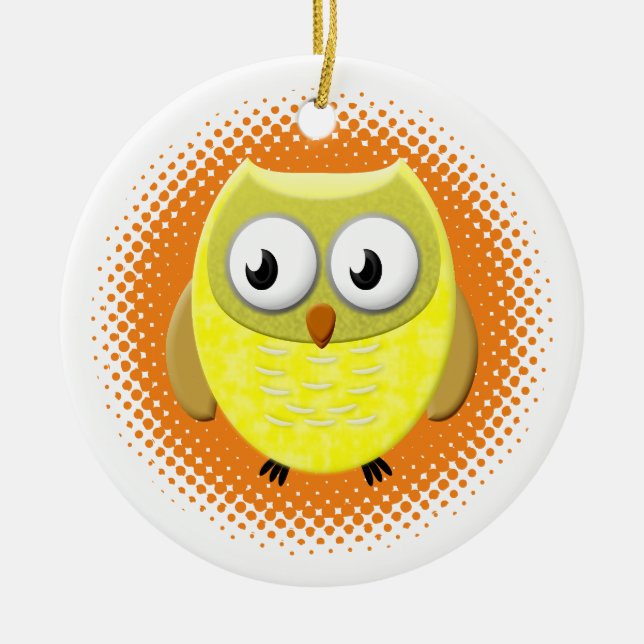 Baby Owl Cartoon Keramik Ornament (Vorne)