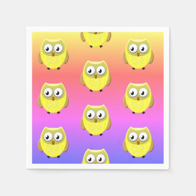 Baby Owl Cartoon Napkins Serviette (Vorderseite)