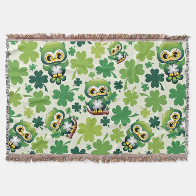 Baby Owl Cute St Patrick Cartoon Decke (Vorderseite)