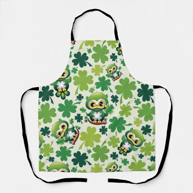 Baby Owl Cute St Patrick Cartoon Schürze (Vorderseite)