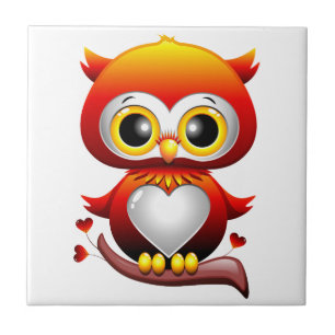 Baby Owl Liebe Cartoon Fliese