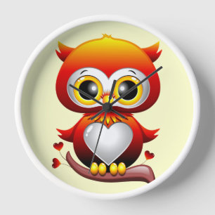 Baby Owl Liebe Cartoon Uhr