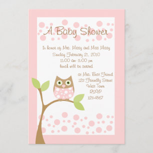 Baby Owl Light Pink Einladung