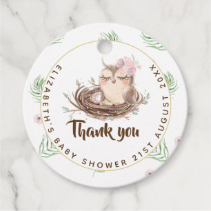 Baby Owl Paare Dusche Rustikale Eier Nest Vielen D Geschenkanhänger