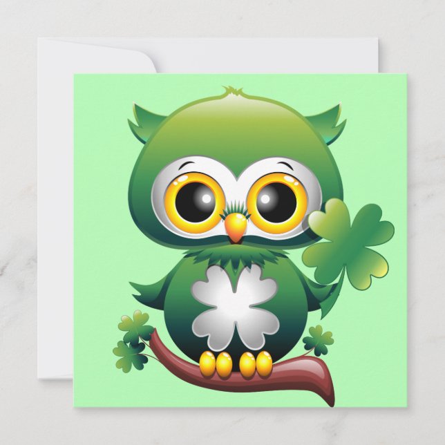 Baby Owl St Patrick Paddy Cartoon (Vorderseite)
