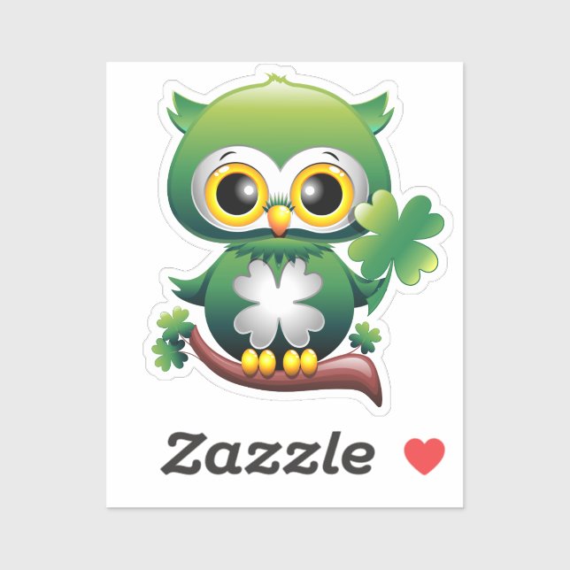 Baby Owl St Patrick Paddy Cartoon Aufkleber (Blatt)