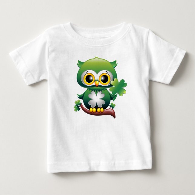 Baby Owl St Patrick Paddy Cartoon Baby Apparel T-shirt (Vorderseite)