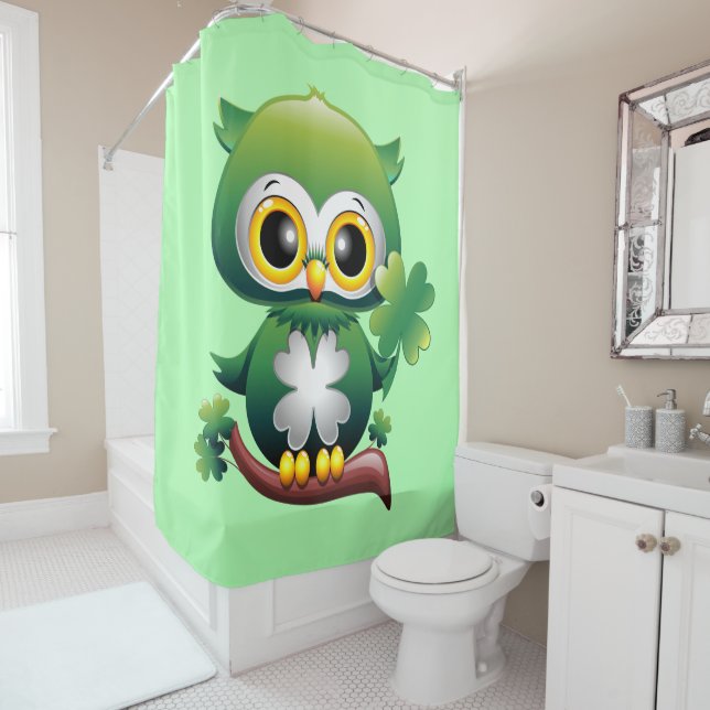 Baby Owl St Patrick Paddy Cartoon Duschvorhang (Beispiel)