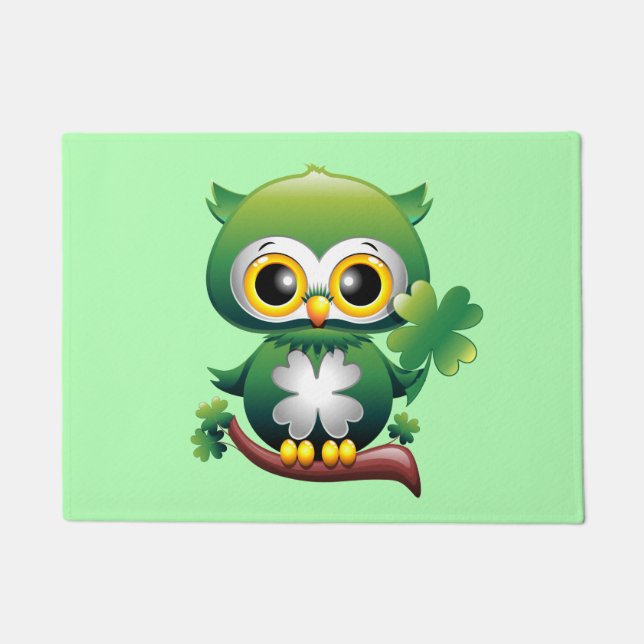 Baby Owl St Patrick Paddy Cartoon Fußmatte (Vorderseite)