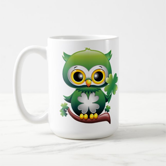 Baby Owl St Patrick Paddy Cartoon Kaffeetasse (Links)
