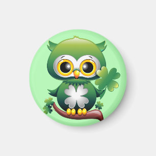 Baby Owl St Patrick Paddy Cartoon Magnet
