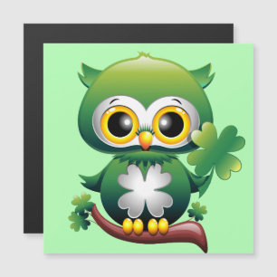 Baby Owl St Patrick Paddy Cartoon Magnetkarte