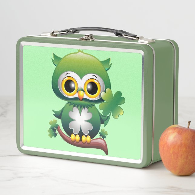 Baby Owl St Patrick Paddy Cartoon Metall Brotdose (Beispiel)