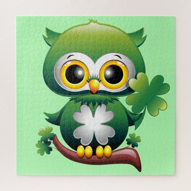 Baby Owl St Patrick Paddy Cartoon Puzzle (Vertikal)