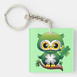 Baby Owl St Patrick Paddy Cartoon Schlüsselanhänger