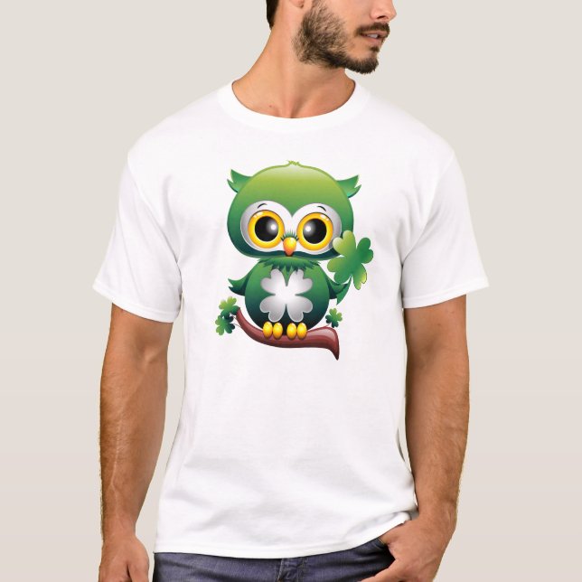 Baby Owl St Patrick Paddy Cartoon T - Shirt (Vorderseite)