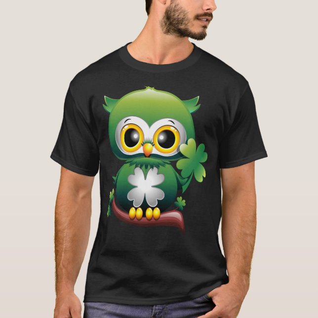 Baby Owl St Patrick Paddy Cartoon T-Shirt (Vorderseite)