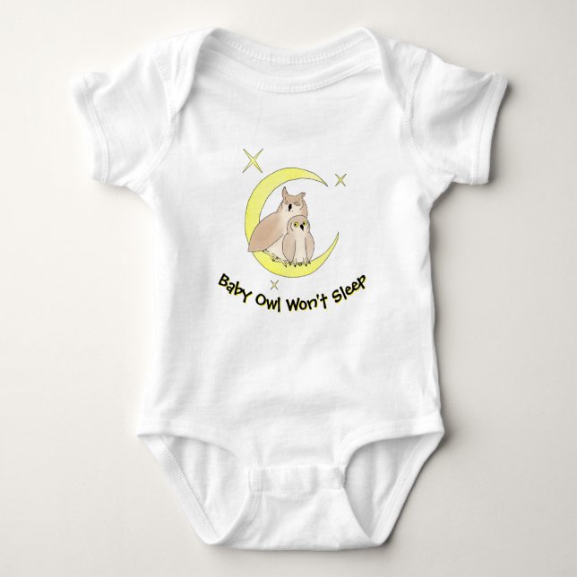 Baby Owl Won't Sleep T-Shirt Baby Strampler (Vorderseite)