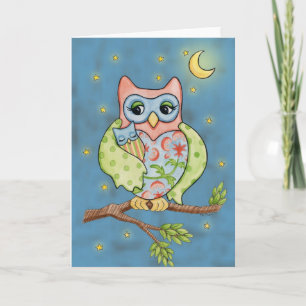 Baby Owlet and Mama Owl Card Karte