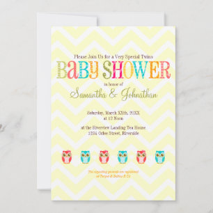 Baby Owls - Boy Girl Twins Kinderdusche Einladung