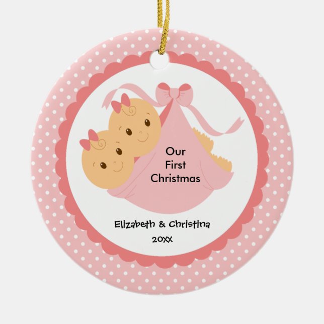Baby paart erste Verzierung des Babys Weihnachts Keramik Ornament (Vorne)