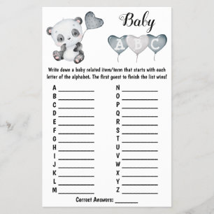 Baby Panda ABC Baby Showingkarte Flyer