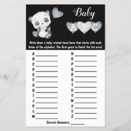 Baby Panda ABC Baby Showingkarte Flyer