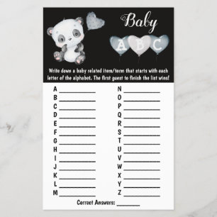 Baby Panda ABC Baby Showingkarte Flyer