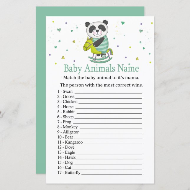 Baby Panda Baby Animals Name Game (Vorne/Hinten)