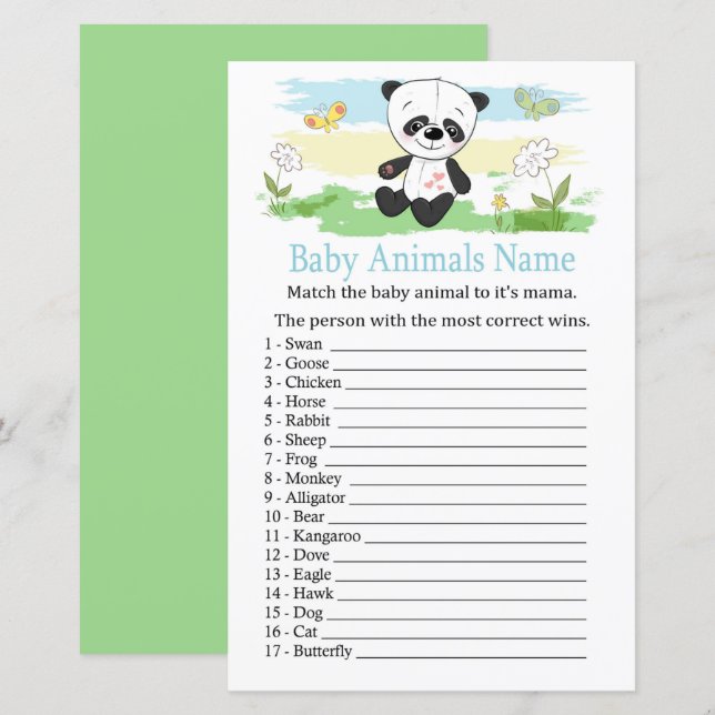 Baby panda Baby Animes Name Game (Vorne/Hinten)