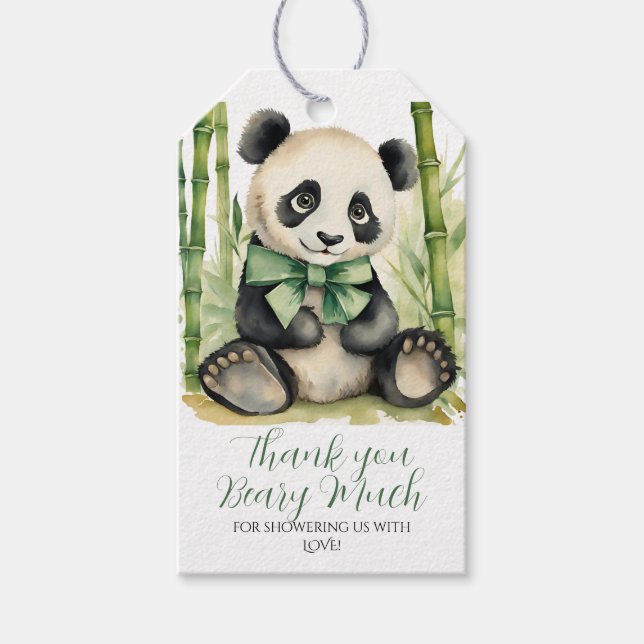 Baby Panda Baby Dusche Danke Beary Much Geschenkanhänger (Vorderseite)