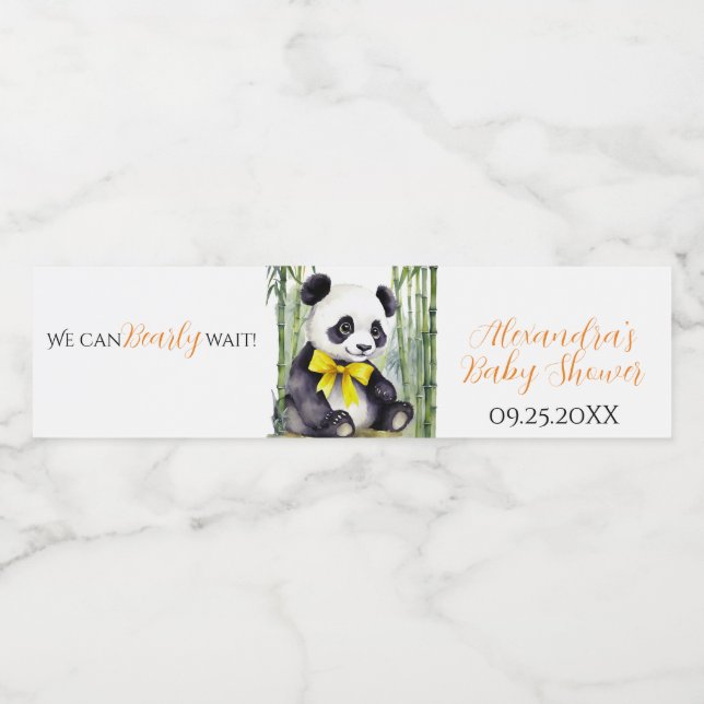 Baby Panda Baby Dusche Wasserflaschenetikett (Einzelnes Label)