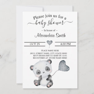 Baby Panda Babydusche Einladung