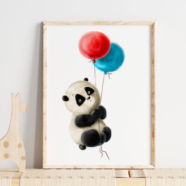 Baby Panda Balloon Print | Panda Aquarell Print Poster (Von Creator hochgeladen)
