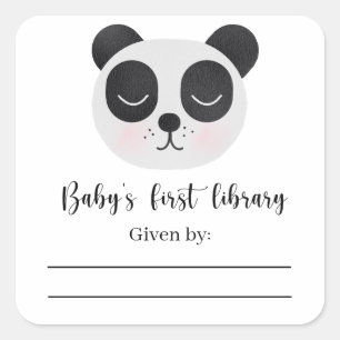 Baby Panda Bear - Baby Dusche Buchzeichen Quadratischer Aufkleber