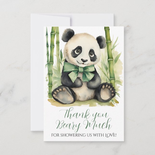 Baby Panda Bear Baby Dusche Vielen Dank Dankeskarte (Vorderseite)