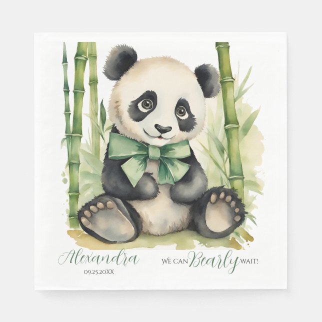 Baby Panda Bear Bear Bearly Wait Baby Dusche Serviette (Vorderseite)