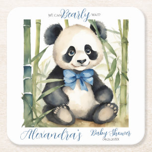 Baby Panda Bear Boy Baby Dusche Rechteckiger Pappuntersetzer