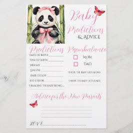 Baby Panda Bear Girl Baby Predictions Advice Card