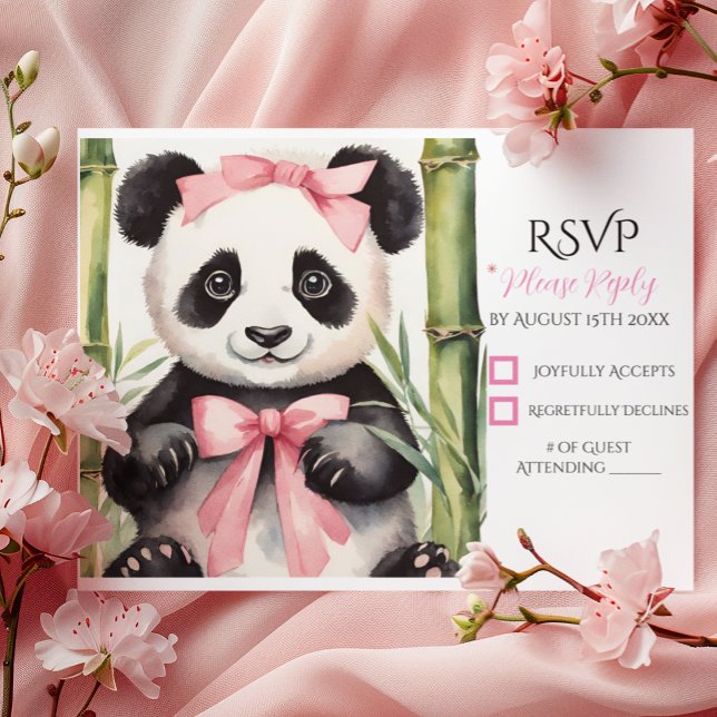 Baby Panda Bear Girl Babydusche RSVP Karte (Von Creator hochgeladen)