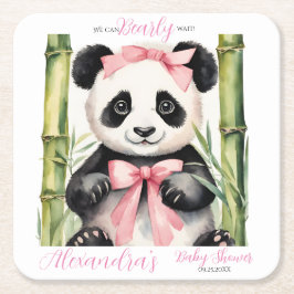 Baby Panda Bear Girls Babydusche Rechteckiger Pappuntersetzer