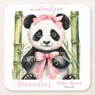 Baby Panda Bear Girls Babydusche Rechteckiger Pappuntersetzer