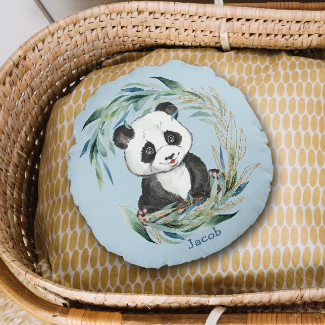 Baby Panda Bear im Kinderzimmer Wreath Rundkissen Rundes Kissen (Von Creator hochgeladen)